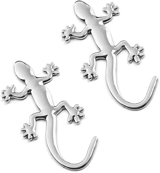 Car Sticker 3D Gecko Lizard Auto Badge Metal Car Decal Decorative Accessories Silver 2PCS