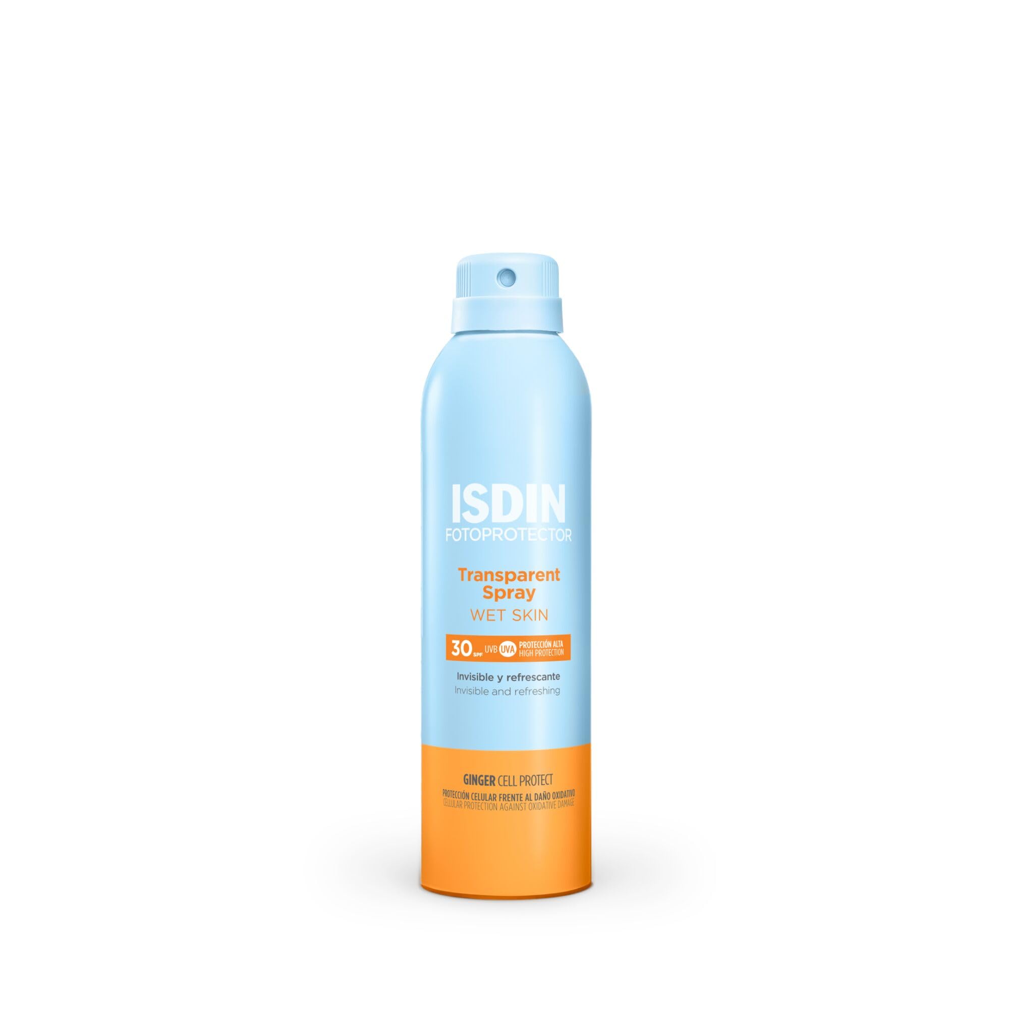 ISDIN Transparent Spray Wet Skin SPF 30 (250ml) | Protezione Solare Spray per il Corpo | Invisibile ed Efficace sulla Pelle Bagnata | Leggero e a Rapido Assorbimento