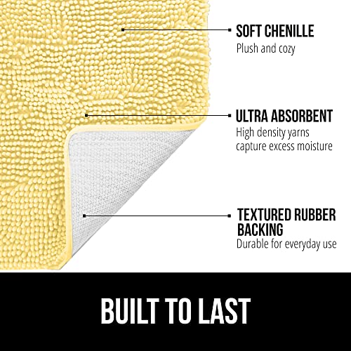 Image of GORILLA GRIP Bath Rug Mat 60x17, Thick Soft Absorbent Chenille, Quick Dry Microfiber Mats, Rubber Backing Machine Washable Shower Floor Rugs, Bathmat Runner, Bathroom Home Decor Accessories, Yellow