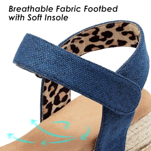 Dodow Womens Espadrilles Wedge Sandals Closed Toe Mid Heel Ankle Strap Dress Sandals3