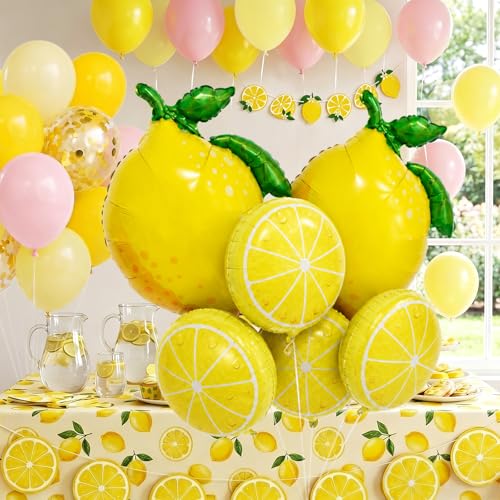 Lemon Foil Balloons Summer Lemon Decor with Latex Balloon for Fruit Lemon Themed Birthday She Found Her Main Squeeze Bridal Shower Baby Shower Graduated Amalfi Coast Wedding Lemonade Party Decorations