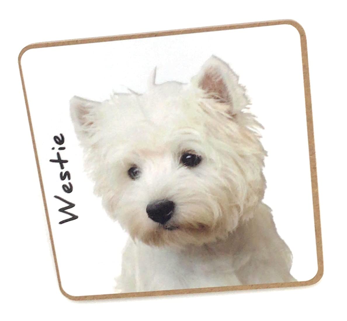 Westie Dog Pet Coaster For Drinks, Coffee, Tea. 9.5 x 9.5 cm. Birthday Present, Christmas Stocking Filler, Dog Dad/Mum Gift, Dog Lovers.