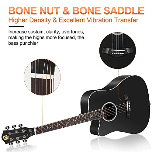 Vangoa Guitare acoustique 6 cordes pour gaucher Noir 104 cm - Les Beatles, Paul McCartney, John Lennon, RIngo Starr, George Harrison Vangoa Guitare acoustique 6 cordes pour gaucher Noir 104 cm – Image 5