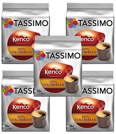 TASSIMO Kenco Colombian 16 T Discs (Pack of 5, Total 80 T Discs)