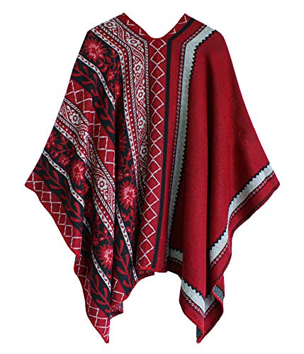 Urban CoCo Women's Color Block Open Front Poncho Shawl Wrap Cape Ruana - Image 3