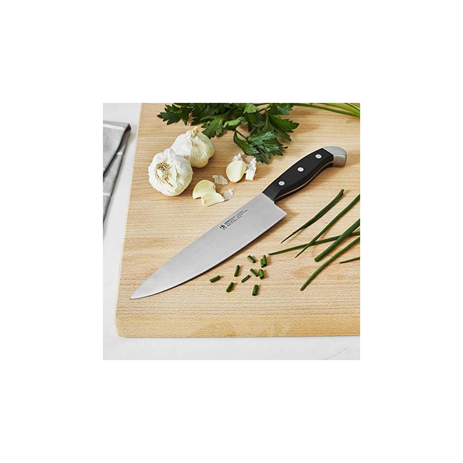 HENCKELS-Premium-Quality-8-inch-Chefs-Knife-Statement-Razor-Sharp-German-Engineered-Knife-Informed-by-over-100-Years-of-Masterful-Knife-Making-Lightweight-and-Strong-Dishwasher-Safe HENCKELS Statement Razor-Sharp 8-inch Chef Knife, German Engineered Informed by 100+ Years of Mastery, Black/Stainless Steel