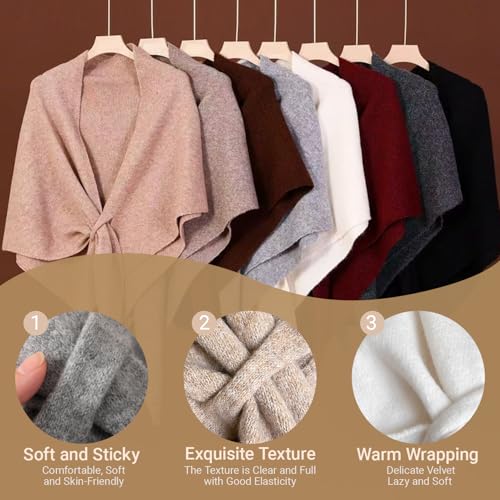 Women's Knitted Triangle Shawl, Wool Shawl Wraps for Women, Warm Wool Blend Pashmina Cape, Woo l Knotted Shawls2
