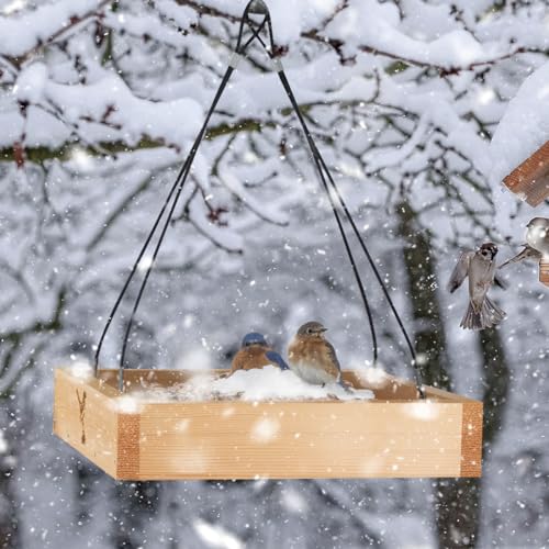 Cedar Alpha GB2149-L Better 12 Inch Alaskan Red Cedar Platform Tray Bird Feeder - Hanging Wild Birdfeeder Trays For Garden Outdoors - Stainless Steel Cable Mesh Bottom thumb #3