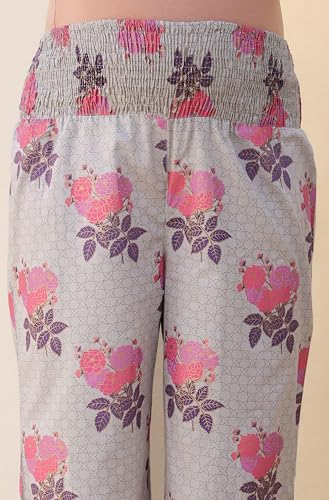Image of Janasya Women's Pure Cotton Floral Printed A-line Maternity Kurta Pant Set