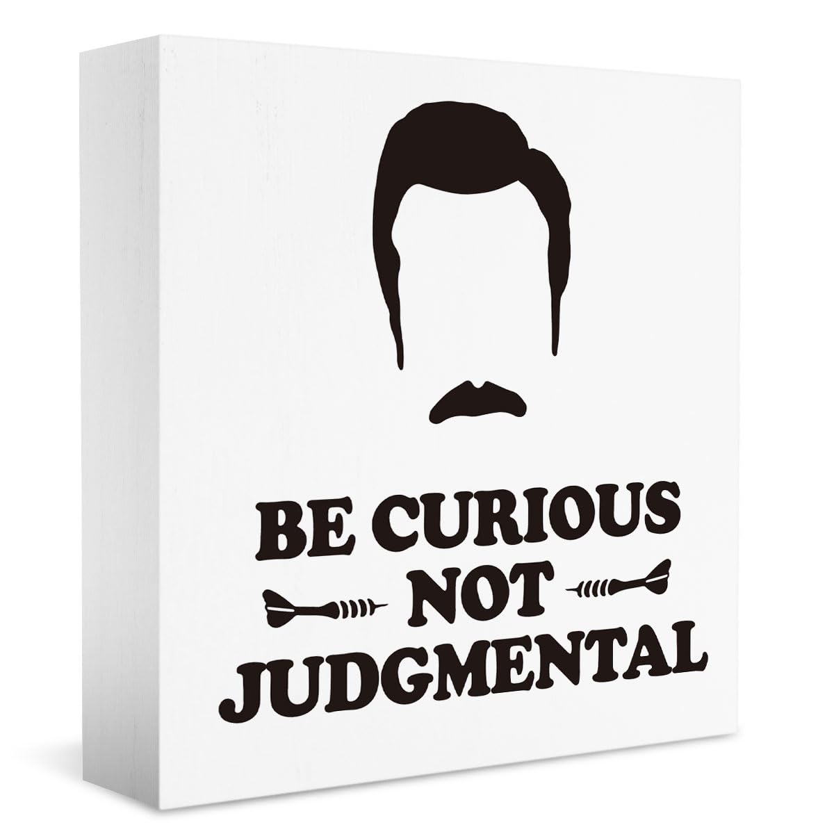 Inspirational Ted Gift Lasso Be Curious Not Judgemental Sign Home Office Desk Cubicle Shelf Decor Bedroom TV Show Man Cave Decor Football Soccer Coach Gifts for Ted Fans Lasso 5 X 5 Inch