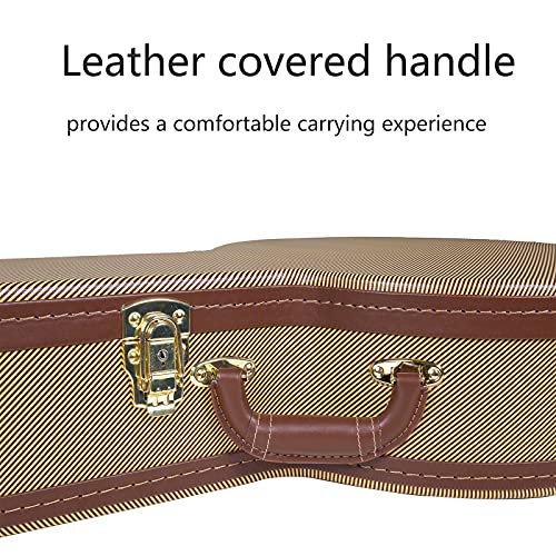 Image of Crossrock Wooden Banjo Case fits 5-string Resonator styles of Banjos- Stainless Steel Latches, Sponge Lining, Storage Space-Vinyl Tweed (CRW600BJTW)