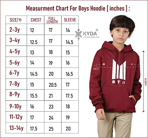 Image of KYDA KIDS Boys Cotton Regular Fit Hooded Neck Hoodies - Sweatshirt with Hoodies Full Sleeves Winter Wear, Long Sleeve Sweatshirts for Boys