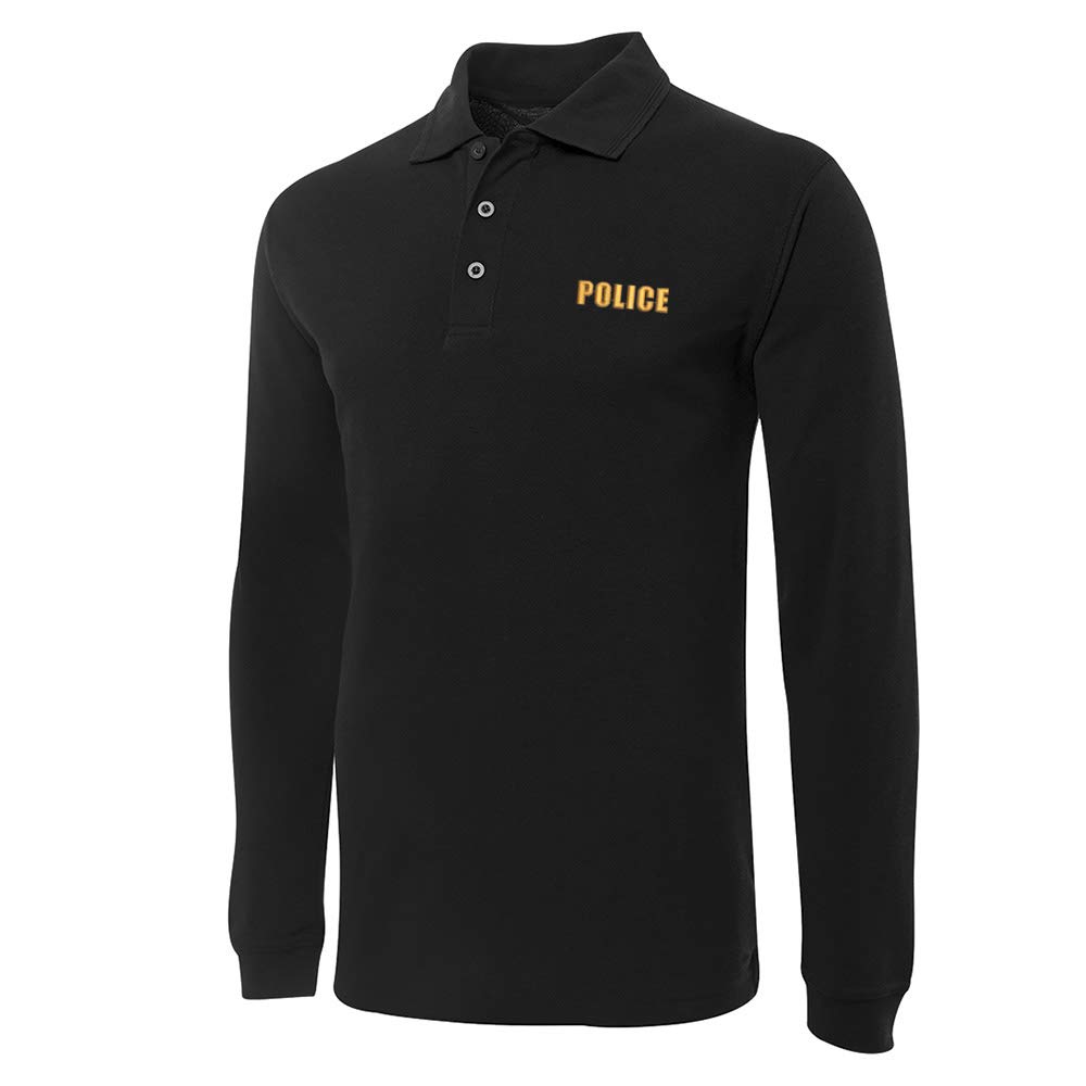 Police Officer Embroidery Long Sleeve Polo Shirts Embroidered Mens Shirts