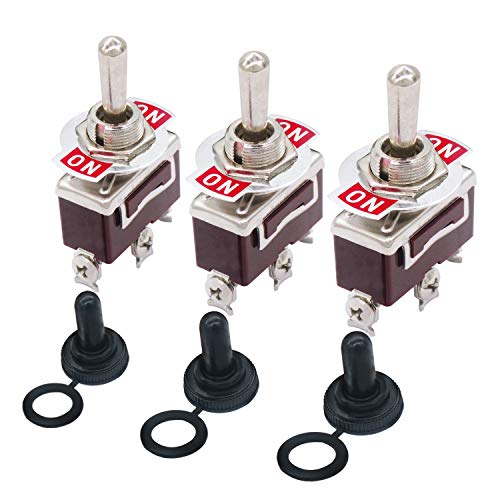 Taiss 3 pezzi Interruttore a Levetta Universali ON/ON 2 Posizioni 3 Pin SPDT Metallo Interruttore a Bilanciere 15A 250V 20A 125V AC con Cappuccio Impermeabile per Auto Camion Barca Ten-1121