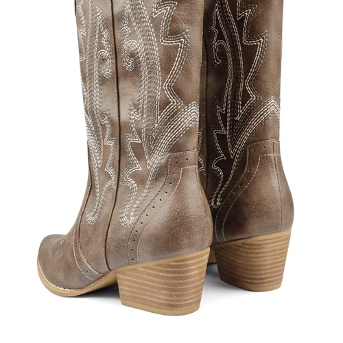 Image of MERUMOTE Cowboy Boots for Women Pointed Toe Embroidered Western Cowgirl Boots