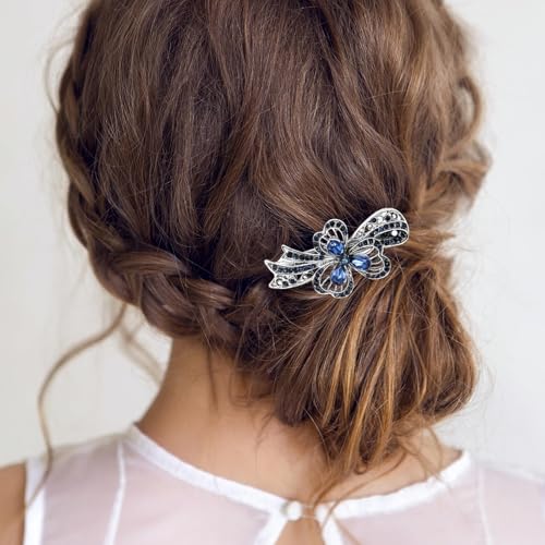 2 piezas de pinzas para cabello azul navy con cristales de imitación premium, accesorio de joyería para mujeres con cabello fino y grueso, agarre seguro para peinados variados miniatura 5