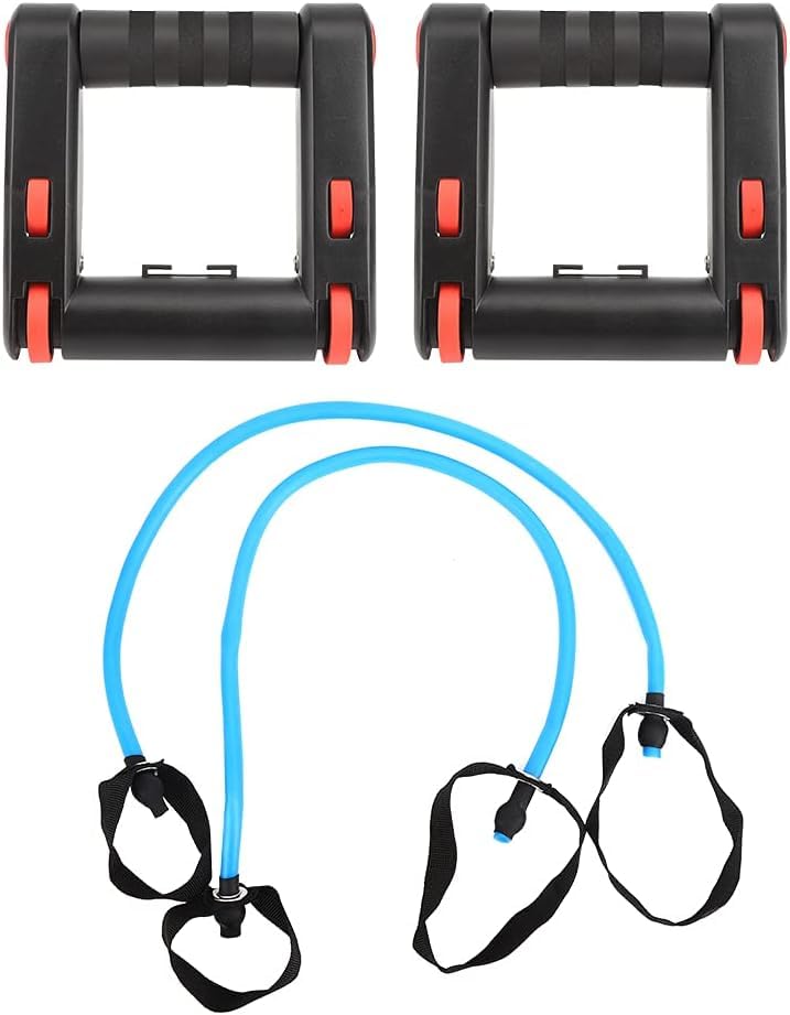 Push Up Bars Push Up Handles Foldable Double AB Wheel & Push up Bars 2 in 1 Fitness Equipment Portable Exercise Fitness Trainer Workout Abs Core Power for Home Gym & Traveling-image-42