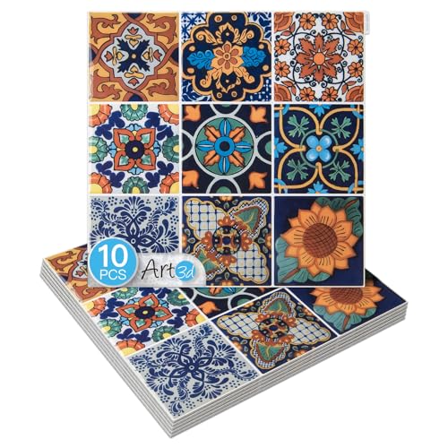 Art3d Talavera Geometric Floral Tiles