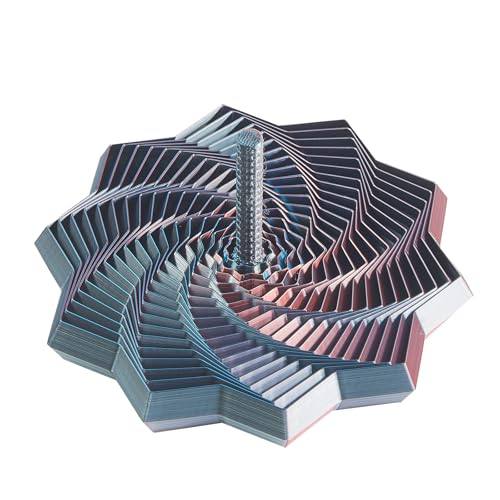 Image of 3D Printed Expanded Sensory Star with Handle, Custom Dual /Tri /Quad-Color Printing,Dual Motion Hypnotic Spiral for ADHD Focus & Stress Relief,Office Desktop Fidget Toy (FourColor, M-19 Rings)