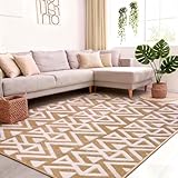Ompaa Ultra Soft Shaggy Rugs Memory Foam Bedroom Carpet, Beige 4 x 6 Feet, Plush Geometric Textured Area Rugs for Living Room Couch Dorm Bedside Kids Girls Teens Room Nursery Decor Floor Mat