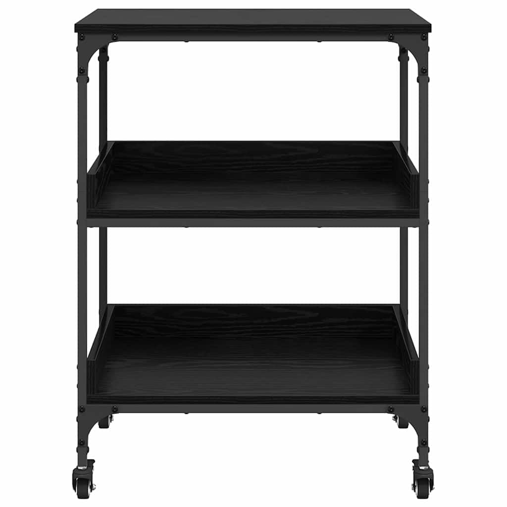 vidaXL Carro de Cocina Roble Negro 60 x 41 x 80.5 cm, Carro de Cocina Resistente, Carrito Industrial, estación de Servicio móvil, útil Organizador de Alimentos