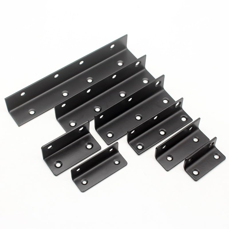 Mindwissup Set of 4 L Shape Angle Connectors, 65 x 20 x 20 mm, Black, 90 Degree Furniture Connector, Angle Stainless Steel - Image 4