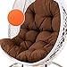 Wisząca Poduszka na Krzesło z Jajkiem, Gruby Wodoodporny Hamak Wiszący na Zewnątrz, Huśtawka na Krzesło, Trwała Wiklinowa Rattanowa Poduszka do Zawieszenia Kosza(Color:Ciemny brąz)