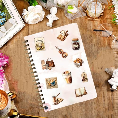 Image of 50 PCS Retro Coffee Stickers for Scrapbooking Journaling Junk Journal Scrapbook Supplies - Waterproof Transparent PET Aesthetic Decals for Resin Crafts Decorative Art Crafts (Retro-3)