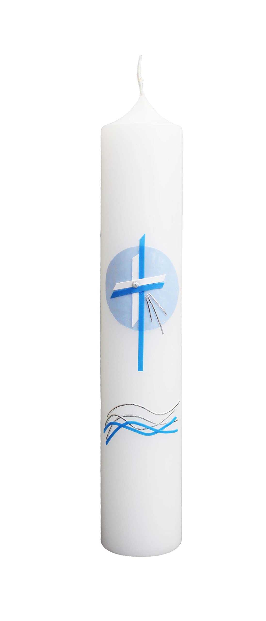 Wiedemann Candela per battesimo della comunione a doppia croce, 265/50 mm, colore: blu