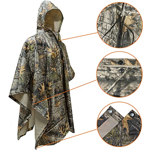 Loogu Rain Poncho, Waterproof Camouflage Rain Coat Outdoor Camo Shelter Ground Sheet #TOP2