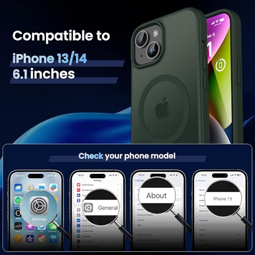 Image of CACOE Magnetic Case for iPhone 13 & iPhone 14 6.1 inch, Dark Green