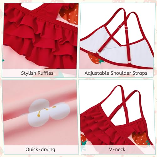 American Trends Girls One Piece Swimsuits Ruffle Beach Bathing Suits for Girls' One-Piece Swimwear4