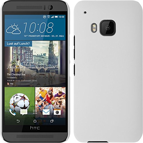 PhoneNatic Funda Rígida Compatible con HTC One M9   Goma Blanco   Cover Cubierta + Protector de Pantalla