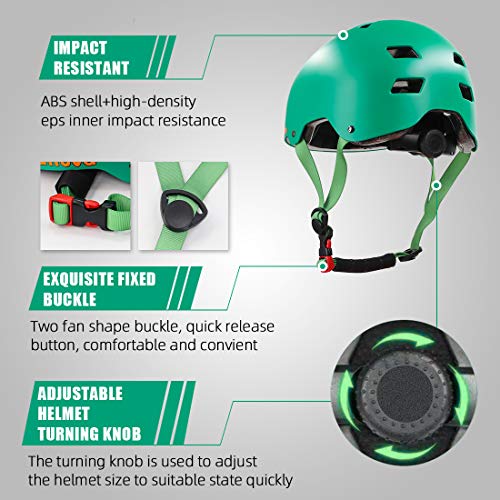 image for LANOVAGEAR Skateboard Helmet for Kids Youth & Adults with Two Removabl