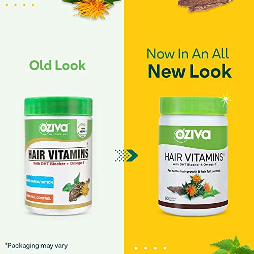 OZiva Hair Vitamins (With DHT Blocker, Omega 3 and Biotin) for Better