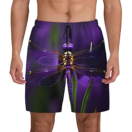 Short de bain pour homme violet motif libellule doublure compression confort