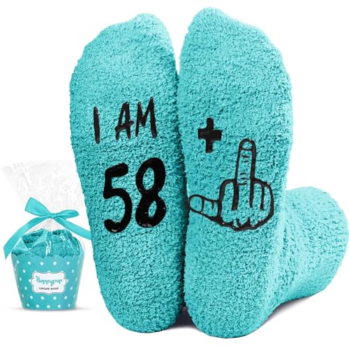 Image of HAPPYPOP Birthday Gifts for Women - Fuzzy Socks for 51 52 53 54 55 56 57 58 59 60 Year Olds