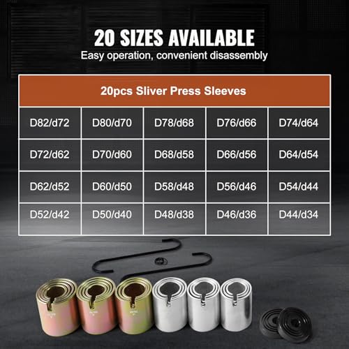 Image of VEVOR Pull and Press Sleeve Kit, 26 PCS, Steel Bush Removal Insertion Sleeve Tools with Carrying Case, Compatible with LCV and HGV Engines, for Removing and Installing Bushings, Bearings, and Seals