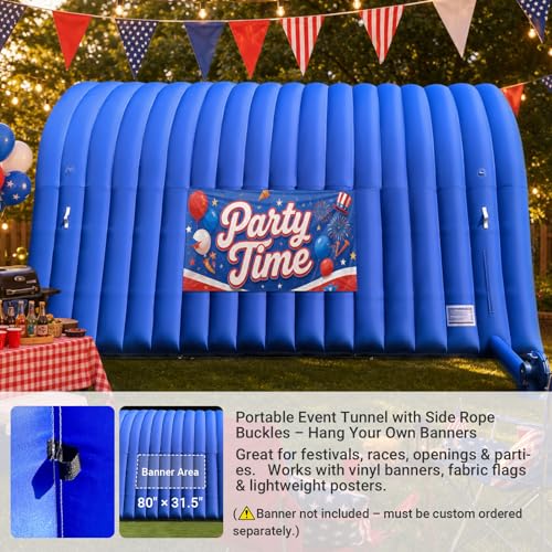 Image of OZIS 20x10x10Ft Large Inflatable Tunnel Sports Tunnel Entrance with Powerful Blower Inflatable Tunnel Tent for Business Advertising Event Exhibition Promotion,Street,Shop,Supermarket,School(Blue)