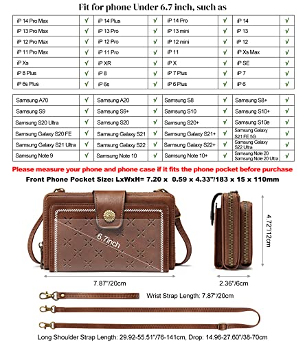 Image of S-ZONE Crossbody Cell Phone Purse Wristlet Wallets for Women RFID Blocking Phone Wallet with 2 Straps