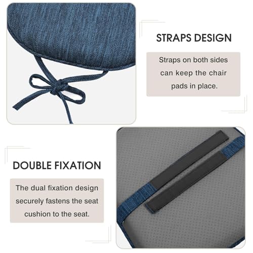 Image of baibu Set of 4 Memory Foam Dual-Layer Design Metal Dining Chair Pads Bar Stool Cushion with Ties for Metal Chairs or Bar Stools - 4 Cushions Only (Dark Blue, 14x14x1.5in)