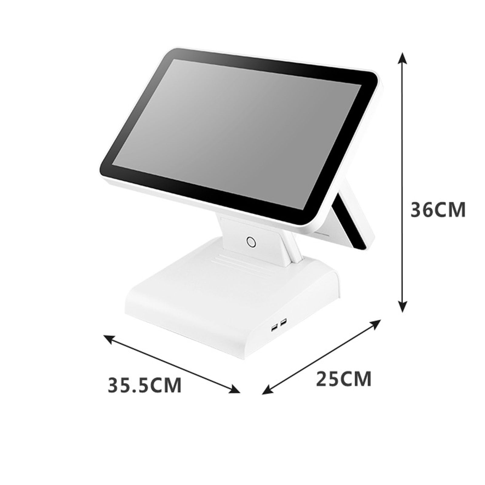 Caja registradora hasta para pequeñas Empresas, Pantalla de Operador multilínea Transparente de 15,6 "+ 11,6", Doble Pantalla Plegable, para Restaurante,Venta al por Menor (White)