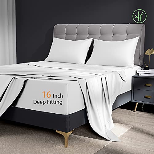 image for Shilucheng Cooling Breathable Bamboo_ Bed Sheets Set - Queen Size,1800