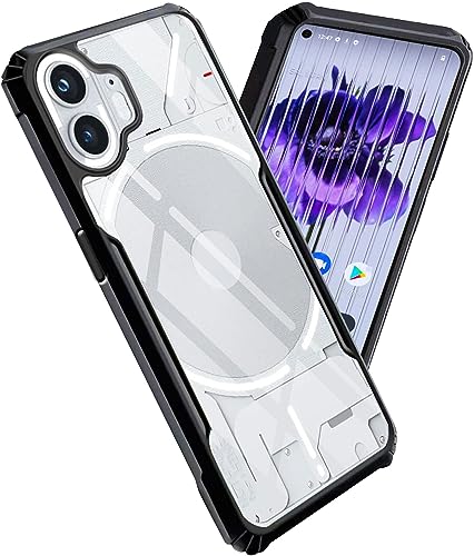 Image of A rtistque Clear Hard Transparent Acrylic Armor Anti-Drop Shockproof TPU Edge Back Cover Case for Nothing Phone 2 - Black