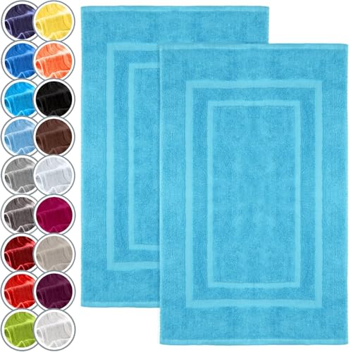 NatureMark Lot de 2 Tapis de Bain 50x80 cm – Coton Éponge 800 g/m² – Tapis Salle de Bain Épais et Très Absorbant – Séchage Rapide – sans Base...