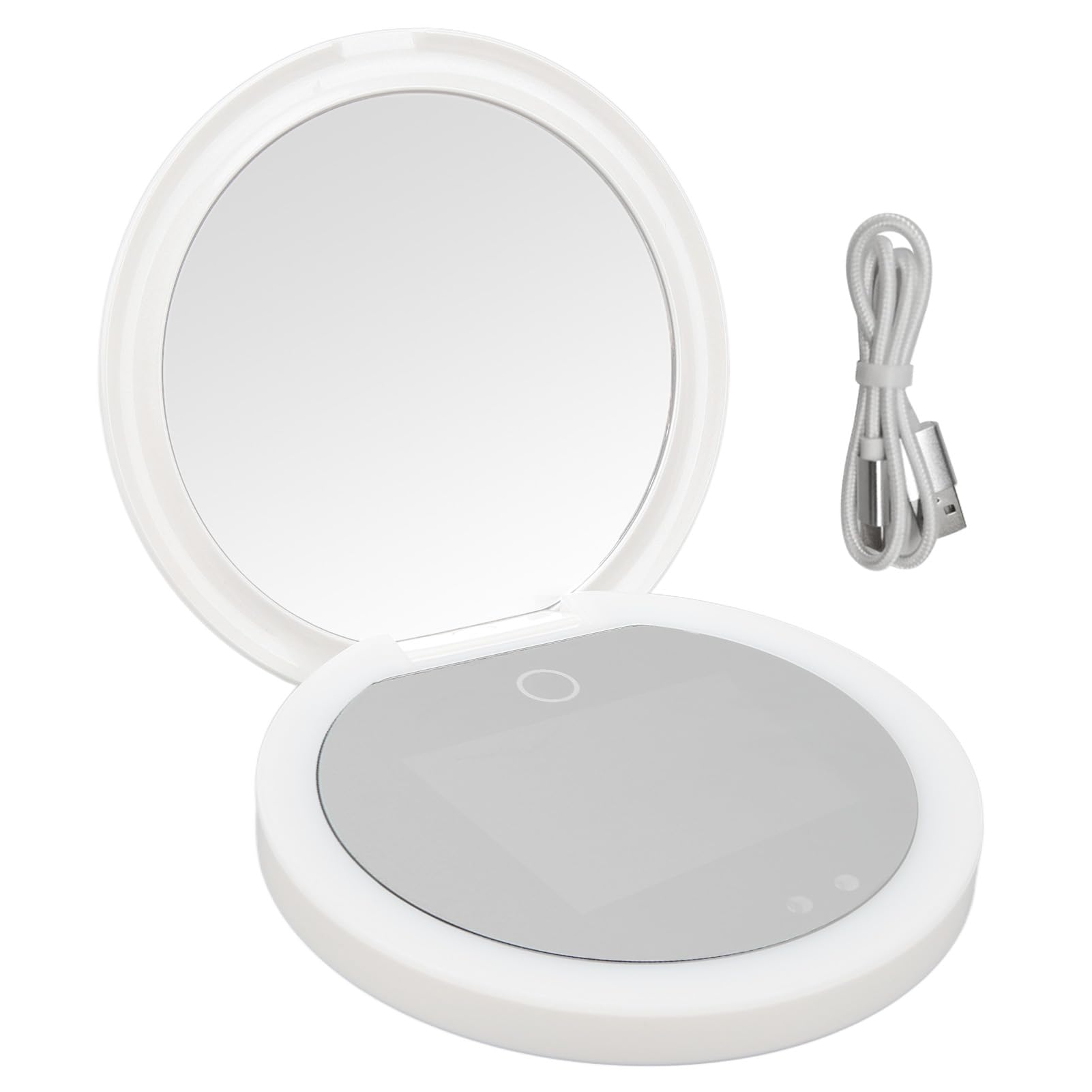 Espejo De Bolsillo, Espejo De Maquillaje De Viaje con Luz LED, Espejo Compacto De Viaje con Cámara UV, Prueba Solar, Espejo De Maquillaje con Luz Ajustable De Doble Cara para Bolso De Bolsillo
