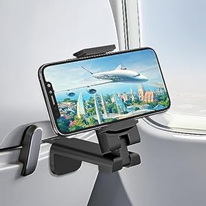 Airplane Travel Phone Holder Mount: Universal in Flight Travel Essentials Phone Mount with 360° Degree Rotation, Handsfree Airplane Phone Holder, Travel Must Haves Phone Clip Stand for Flying, Desk
