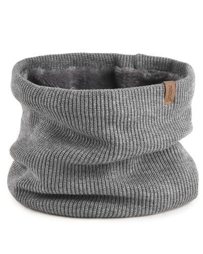 FURTALK Winter Halswärmer Halstuch Ski Loop Schal für Herren Damen Schlauchtuch Dick Warm Halsschlauch Fleece Winddicht Loopschal Grau