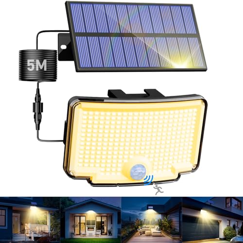 nipify Warmweiß Solarlampen für Außen mit Bewegungsmelder, 318...
