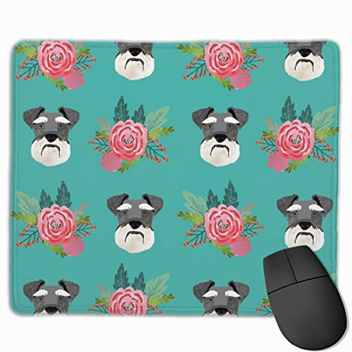 Preisvergleich Produktbild Schnauzer Dog Florals Dog Head Turquoise Mousepad 18x22 cm
